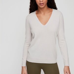The Group by Babaton Luxe Cashmere V-Neck Sweater in Heathered Light Blue